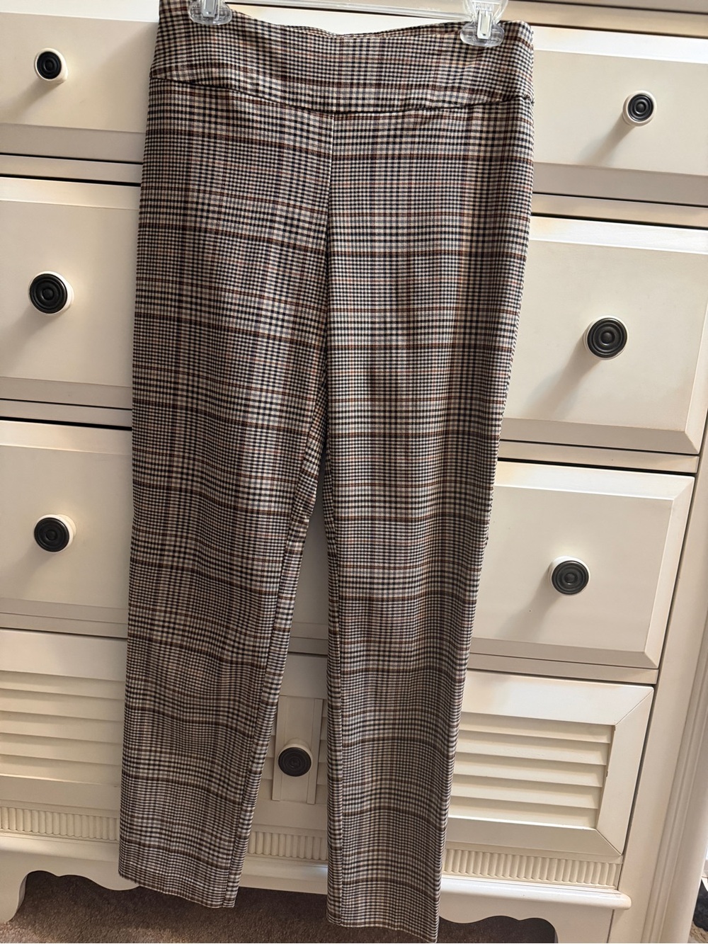 New Directions Brown Plaid Straight Leg Dress Pants Size 6